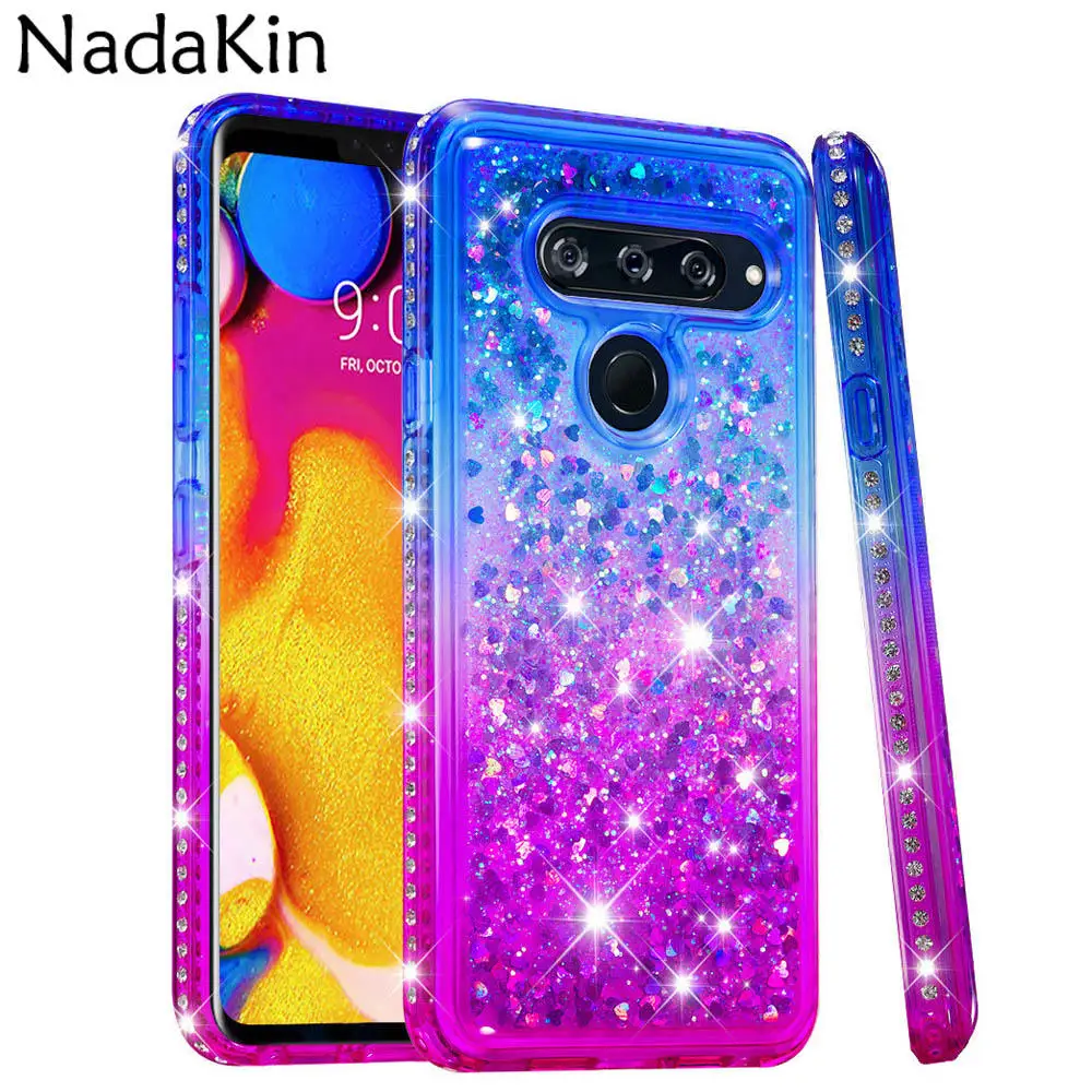 

for LG G7 V40 ThinQ X Power 3 LV7 LV3 K8 2018 Aristo 2 Stylo 4 Q Stylus Bling Liquid Sand Diamond Gradient TPU Phone Case