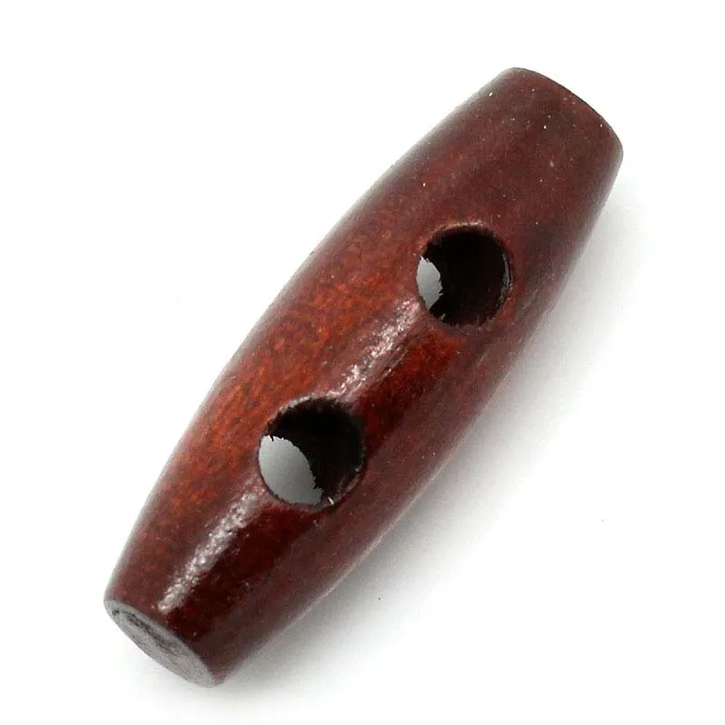 Деревянная швейная Кнопка Скрапбукинг цилиндр темно-красный 2 отверстия - Цвет: 50 pieces