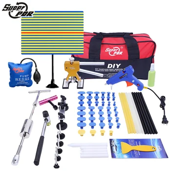 Online PDR Car Body Dent Removal Tools Set Paintless Dent Repair Tool Kit Yellow Line Reflector Glue Gun Slide Hammer Hand Tool Kit