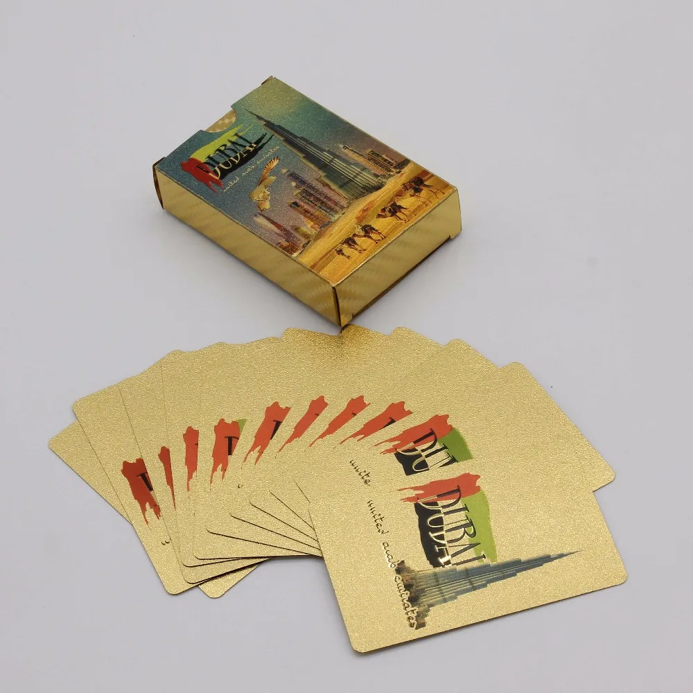 24K Gold Plated Warterproof Poker Plastic Play DUBAI Magic Card High Quality Standard Deck Playing Board Games Cards New | Спорт и