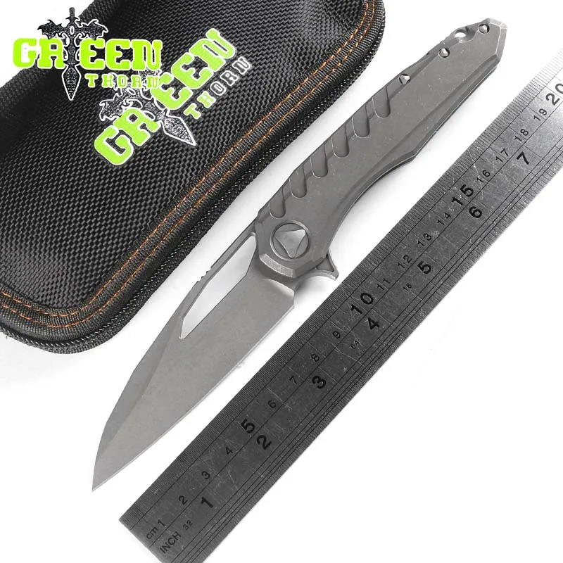 

Green thorn Sigil MK6 Flipper folding knife M390 blade titanium handle camping hunting outdoor survival pocket Knives EDC tools