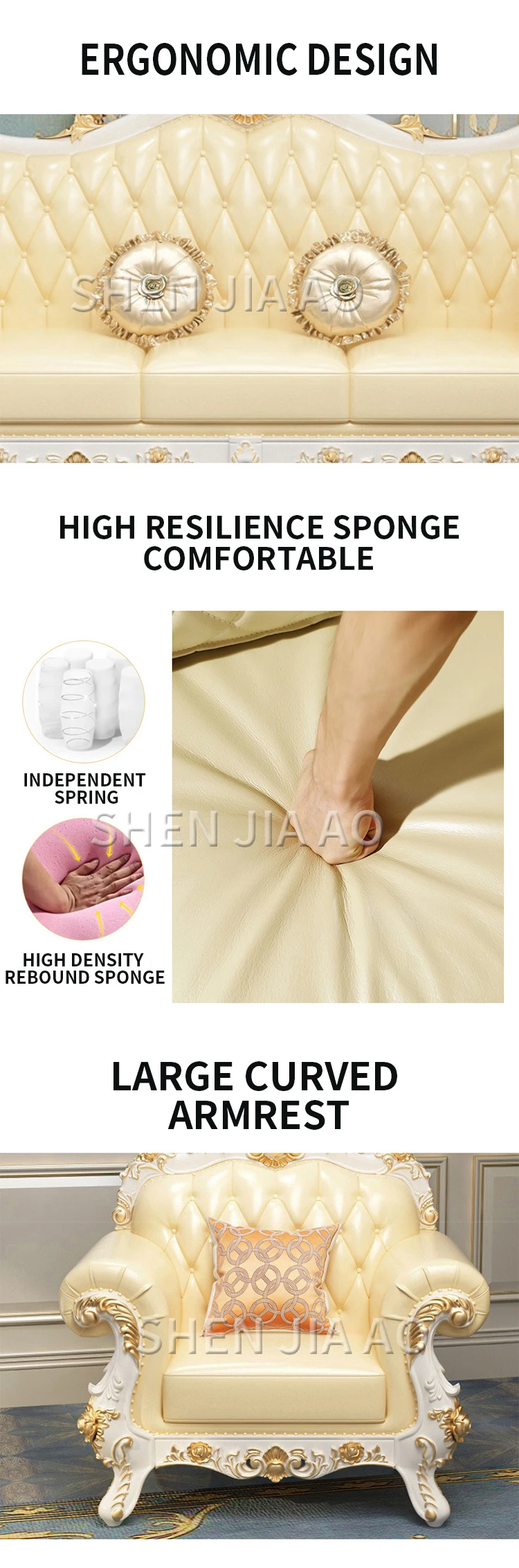 Европейский кожаный диван роскошный твердый диван с резной отделкой гостиная твердая резная комбинация мебели кожаный диван 1 шт