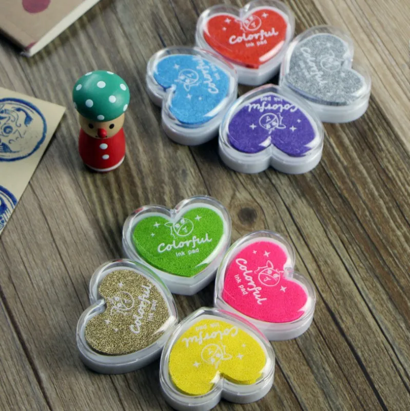 

Finger Painting Heart Inkpad Set for DIY Funny Work Scrapbooking Album Ink Pad Water Colors