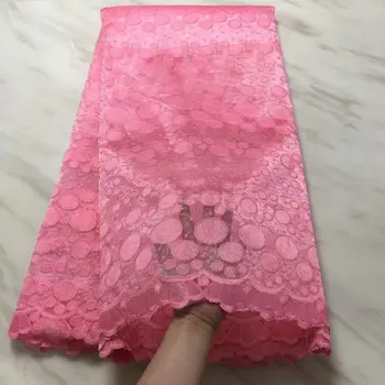

2019 Latest Peach French Nigerian Laces Fabrics High Quality Tulle African Laces Fabric Wedding African French 3D Lace fabric