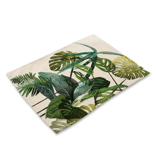 42*32cm Ins hot green leaf pattern Kitchen Table Mats for dining table