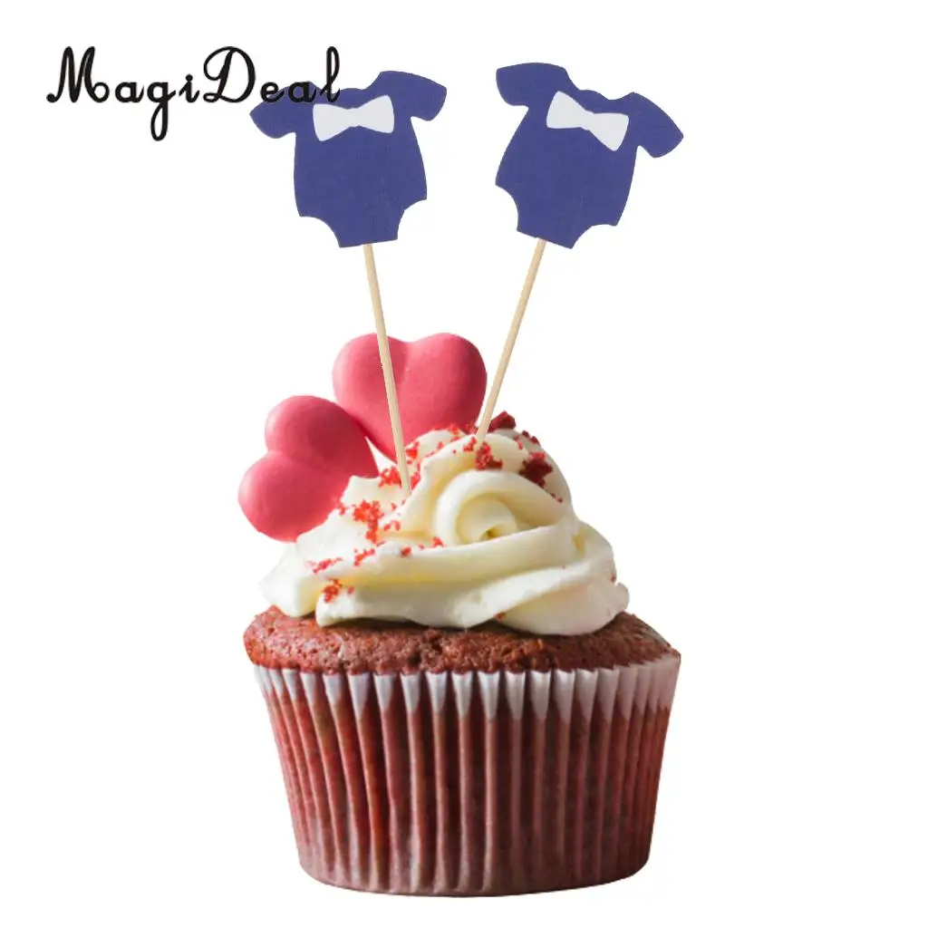 MagiDeal 10 Pcs/Lot Baby Clothes Cupcake Topper Cake Picks Kids Boy Girls Baby Shower Birthday Party Cake Decoration