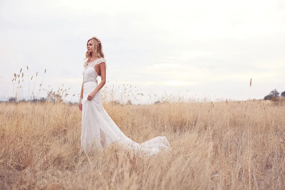 Lace Cap Sleeve Wedding Dresses 2015 Newest Fashion Designs Vestidos De Novia Festa Longo Bow Open Back Long Tail1