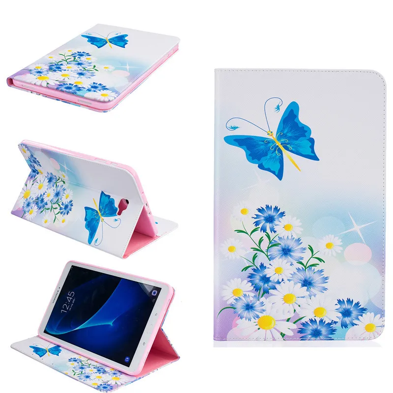 For Samsung Galaxy Tab A 10.1 Case T580T585SM-T580T580N Case Tablet Cover Print Folio PU Leather Wallet Protective Shell Bag (40)