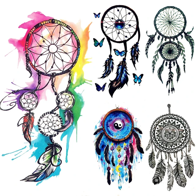 Water Color Dreamcatcher Tribal Temporary Tattoo Women Beauty Feather Tattoo  Stickers Girl Makeup Body Arm Art