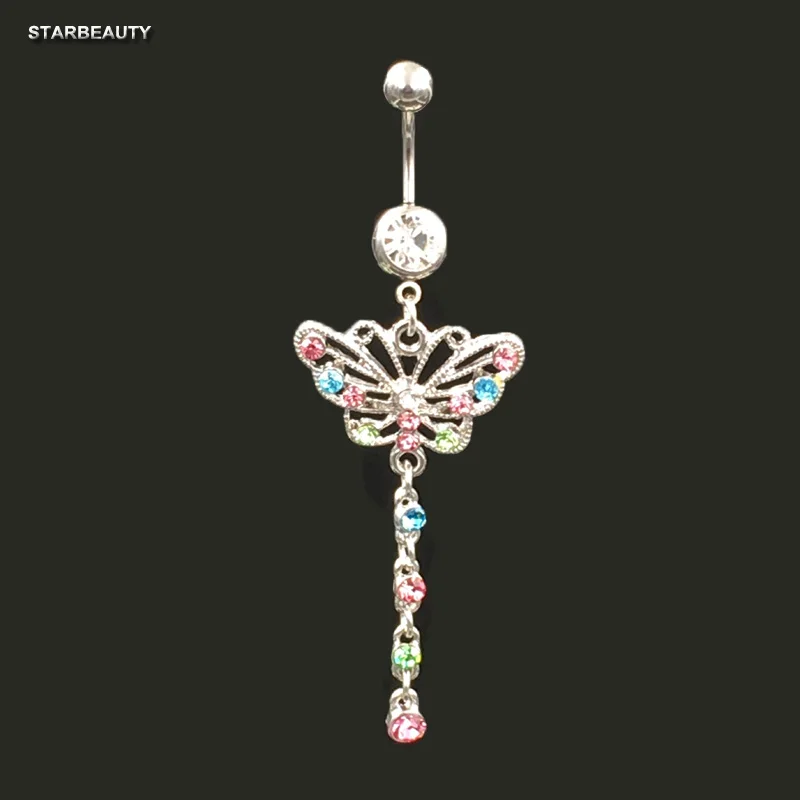 Colorful Butterfly 16g Navel Piercing Ombligo Industrial Piercing ...