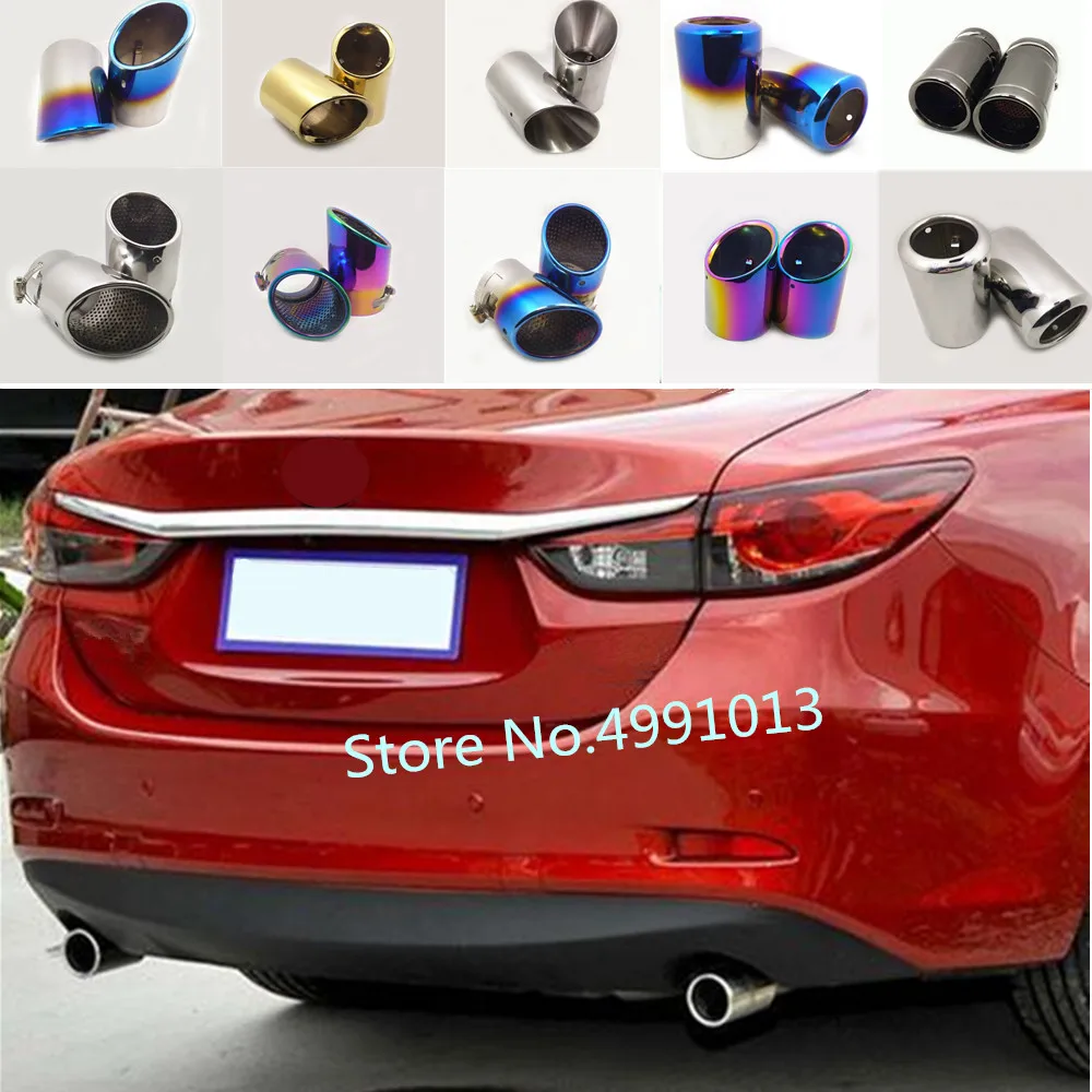 

For Mazda 6/Atenza sedan 2014 2015 2016 2017 2018 2019 car protect cover muffler pipe outlet dedicate exhaust tip tail 2pcs