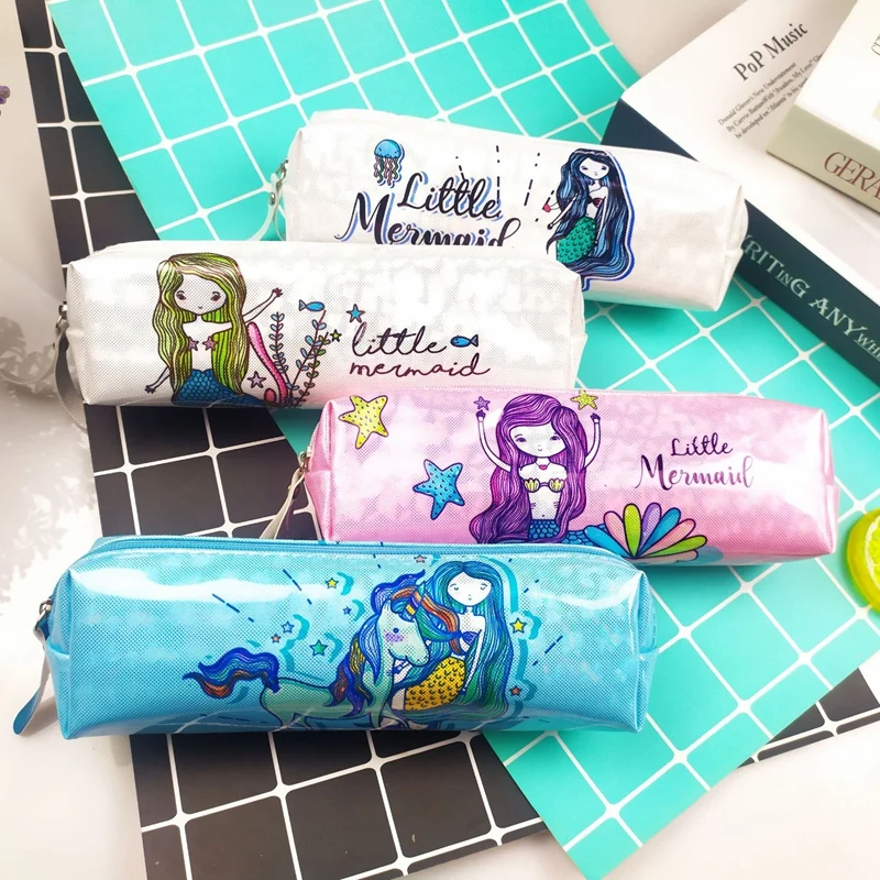 

Holographic Laser Pencil Case Unicorn Mermaid Pencil Cases for Boy Girl Student PU Pencil Box Bag School Supply Stationery Gifts