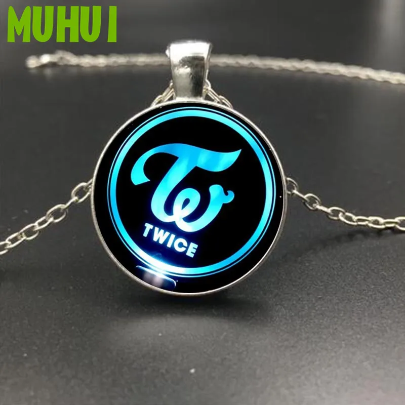 

Kpop TWICE Logo Photocard Glass Dome Necklace Women SANA MOMO Birthday Collares Jewelry 18098