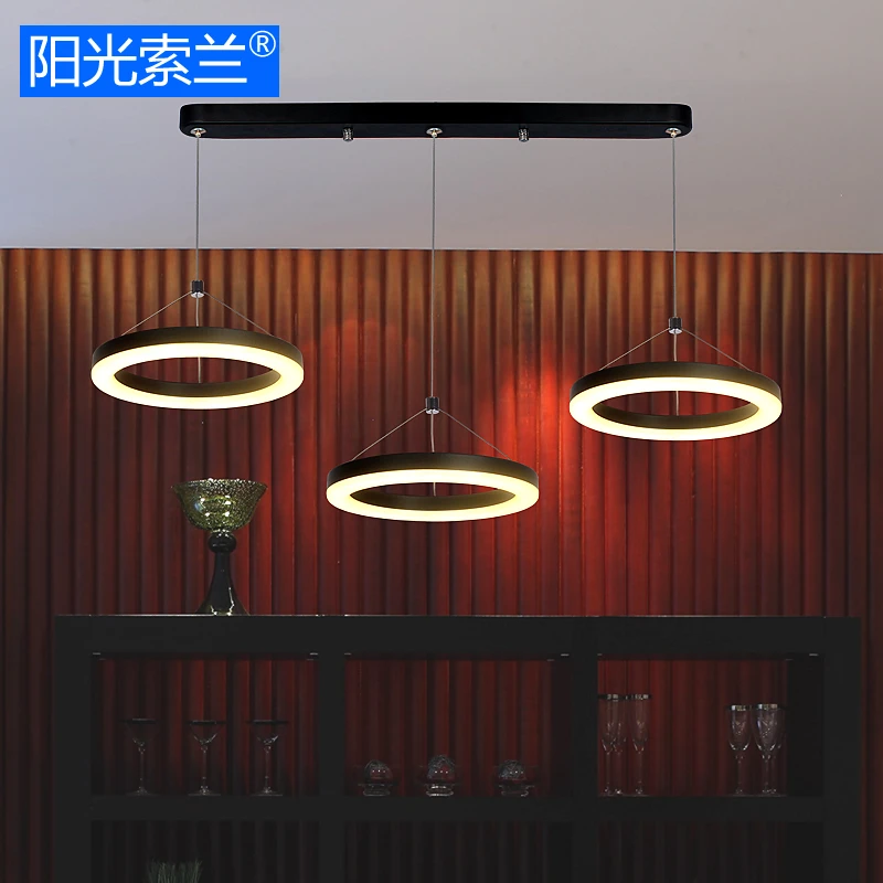 

Modern LED Lighting 36W Black and White Three Rings chandelier for diningroom bar table study AC90V-260V ceiling chandelier
