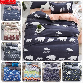 

2019 New Autumn Winter Soft Cotton Duvet Cover 3/4 pcs Bedding Set Adult Kids Child Bed Linen Single Queen King Size Bedspreads