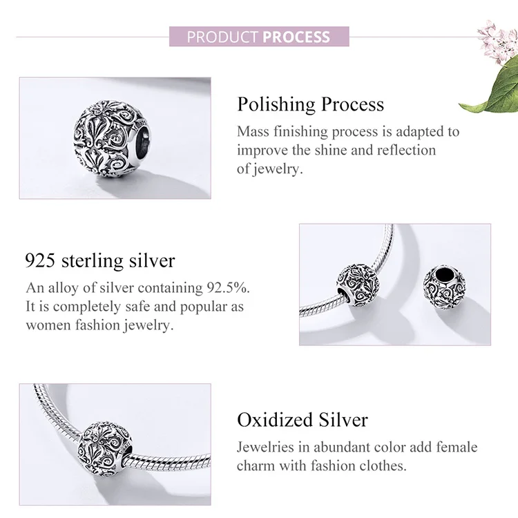 MOWIMO цветок в Корейском стиле бусины 925 пробы серебро круглый Шарм Подходит Pandora браслет кулон ювелирных изделий BKC1179