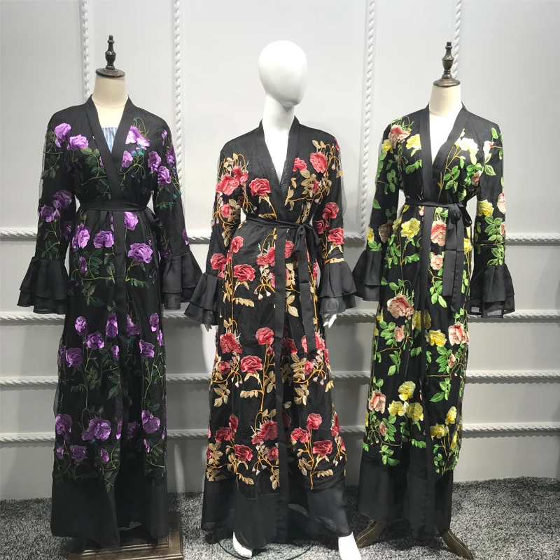 Кружевной кафтан abaya Дубай Турция мусульманский хиджаб платье Абая для женщин