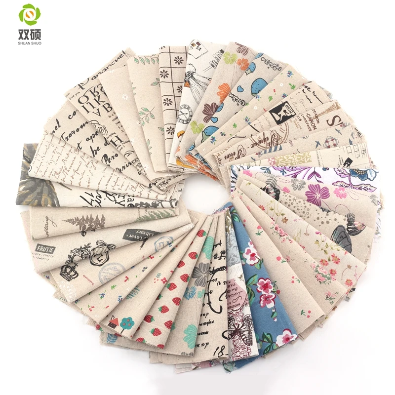 

Random Color No Repeat Cotton Linen Fabric For DIY Patchwork Handicraft,Zero Wallet, Meal Pad Fabric 30pcs/lots 18X20CM