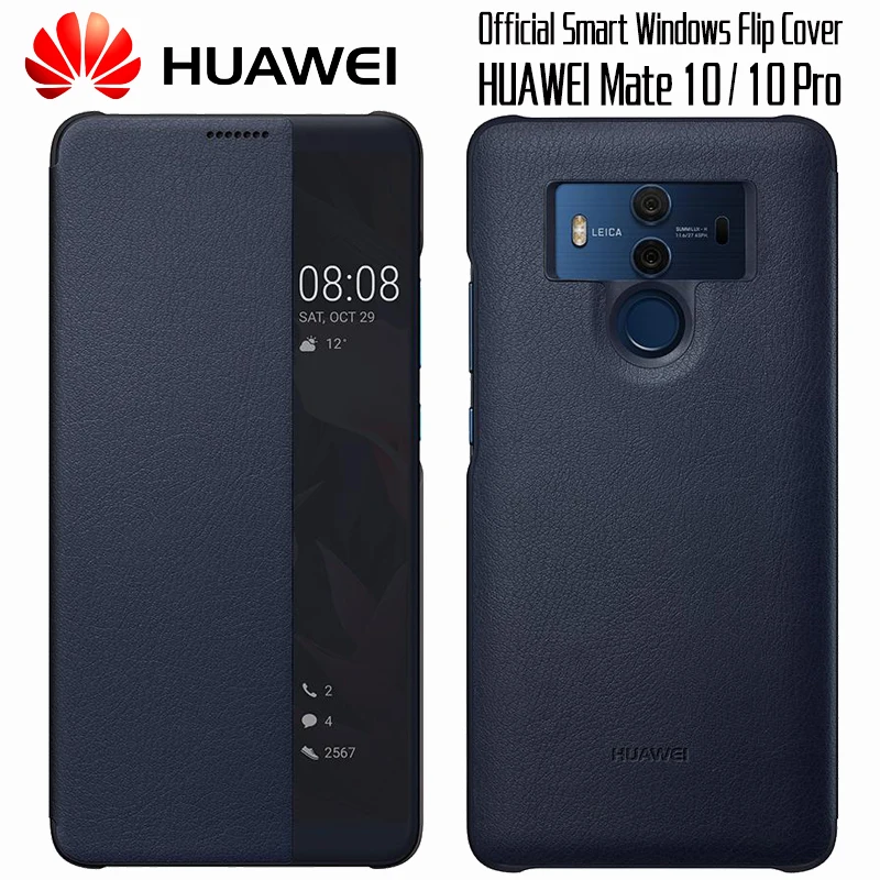 HUAWEI MATE 10 100% inteligente Original funda HUAWEI MATE 10 Pro espejo ventana Flip Funda de cuero funda