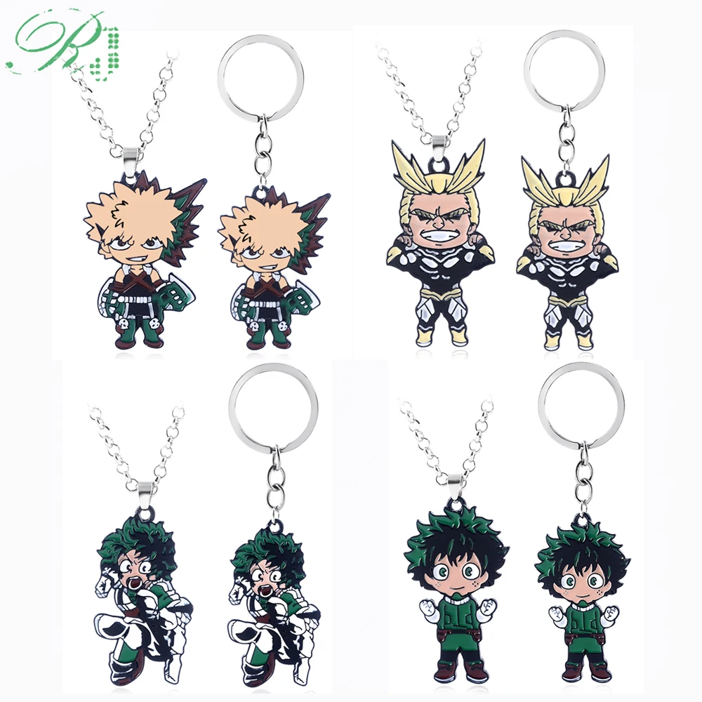 

RJ New My Hero Academia Keychains Action Figure DEKU Midoriya Izuku Bakugou Katsuki Toys Metal Chaveiro Keyring Men Jewelry Gift