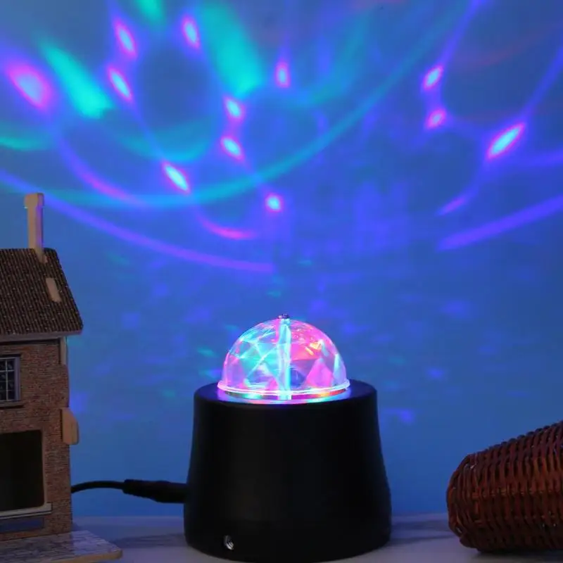 Автомобильные развлечения Мини Магический кристалл RGB Шар вращающийся вечерние DJ свет авто USB интерьер светодиодный декоративный сценический светильник