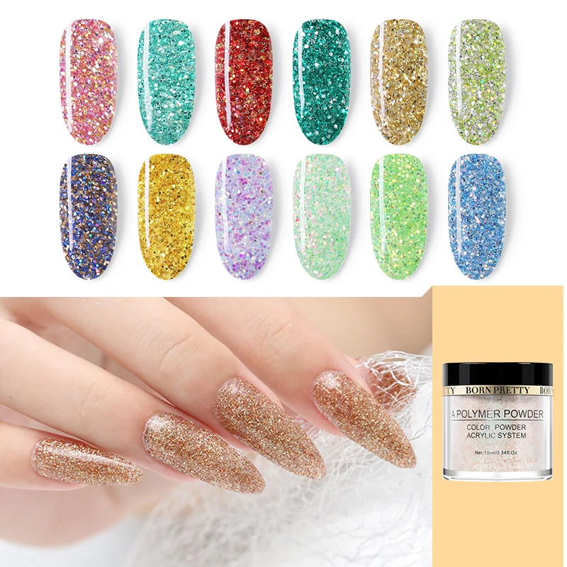 

BORN PRETTY Glitter Sequins Acrylic Powder Pink Polymer Carving Powder for Tip Extension Pink Nail Art Manicure Tools