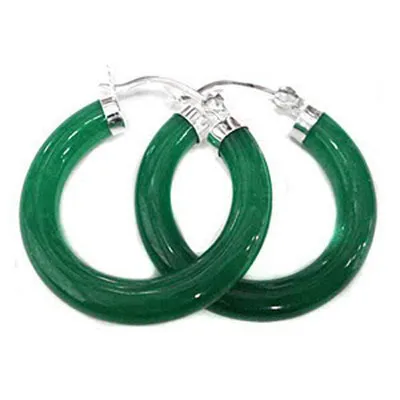 

lady's beautiful round green Natural Stone earrings