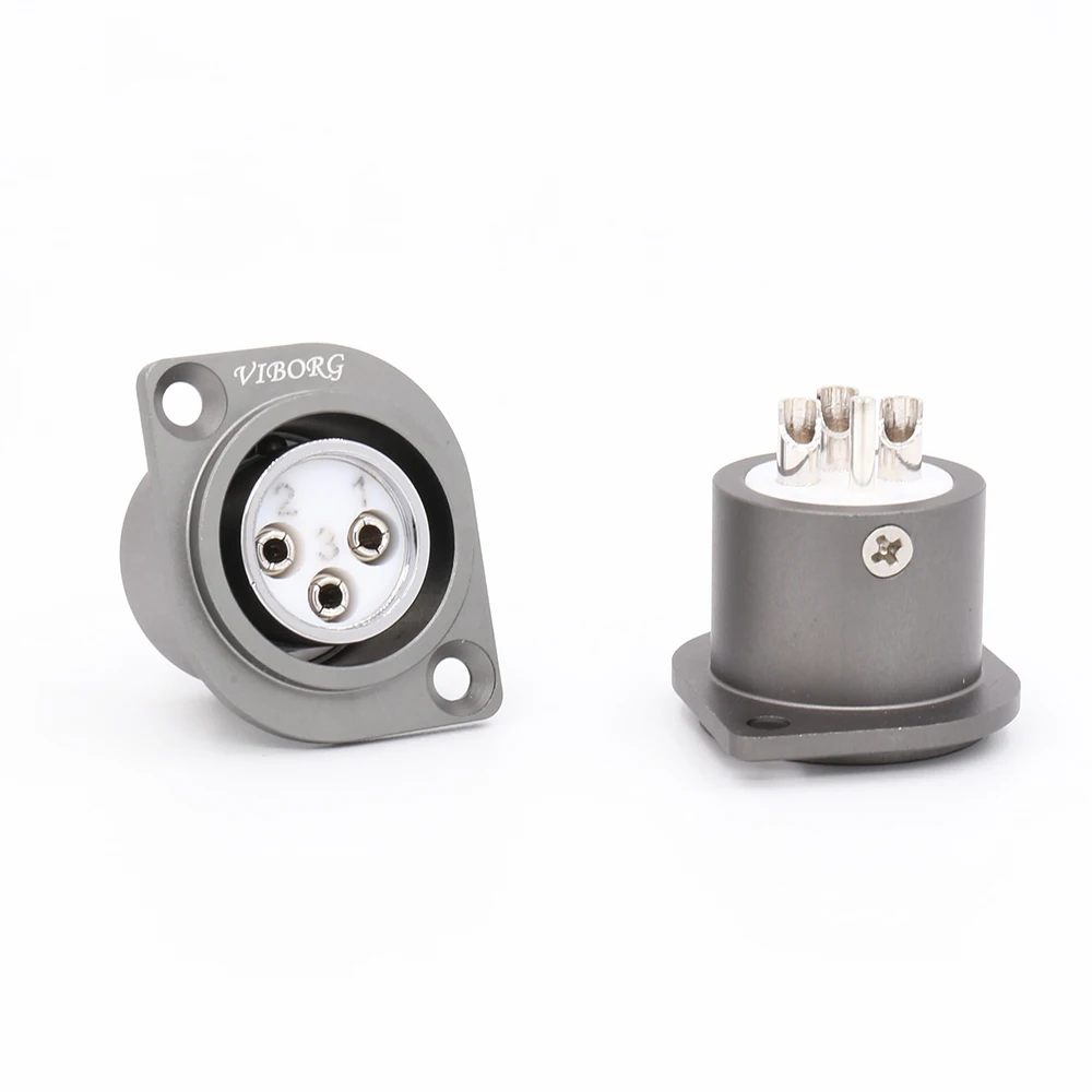 

Viborg Pure Copper Rhodium Plated XLR 3 pin Male Female socket TEFLON insulation