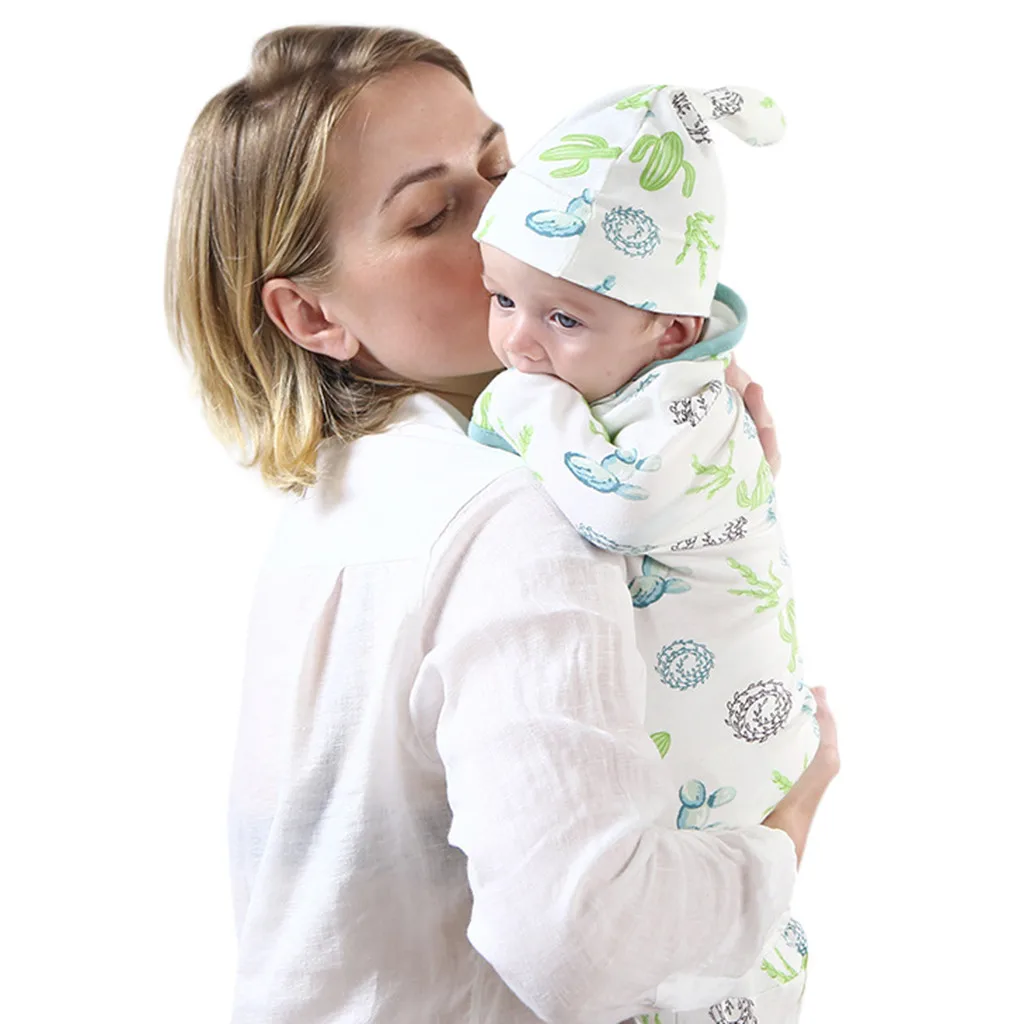 

2Pcs Newborn Fashion Baby Swaddle Newborn Infant Baby Cartoon Swaddle Blanket Sleeping Muslin Wrap Headband Set