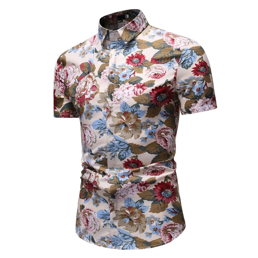Мужская гавайская рубашка мужская повседневная camisa masculina с принтом пляжные рубашки с коротким рукавом летняя мужская одежда 2019 overhemden heren