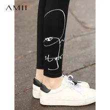 Amii минималистичные Харадзюку принтованные женские леггинсы весна Новые повседневные солидные имперские эластичные талии тонкие обтягивающие женские длинные брюки