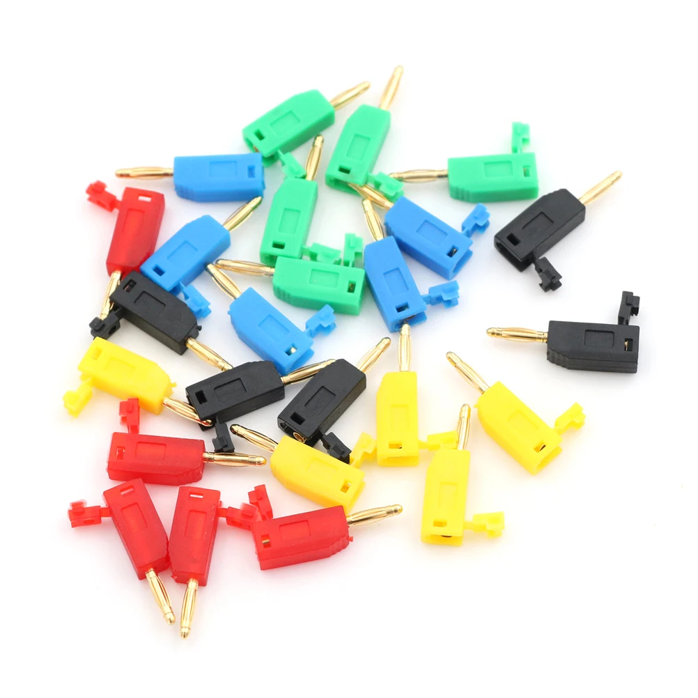 

5pcs Total length 24mm Gold Plated Solder Type Stackable 2mm Banana Plug stackable Probe Connector