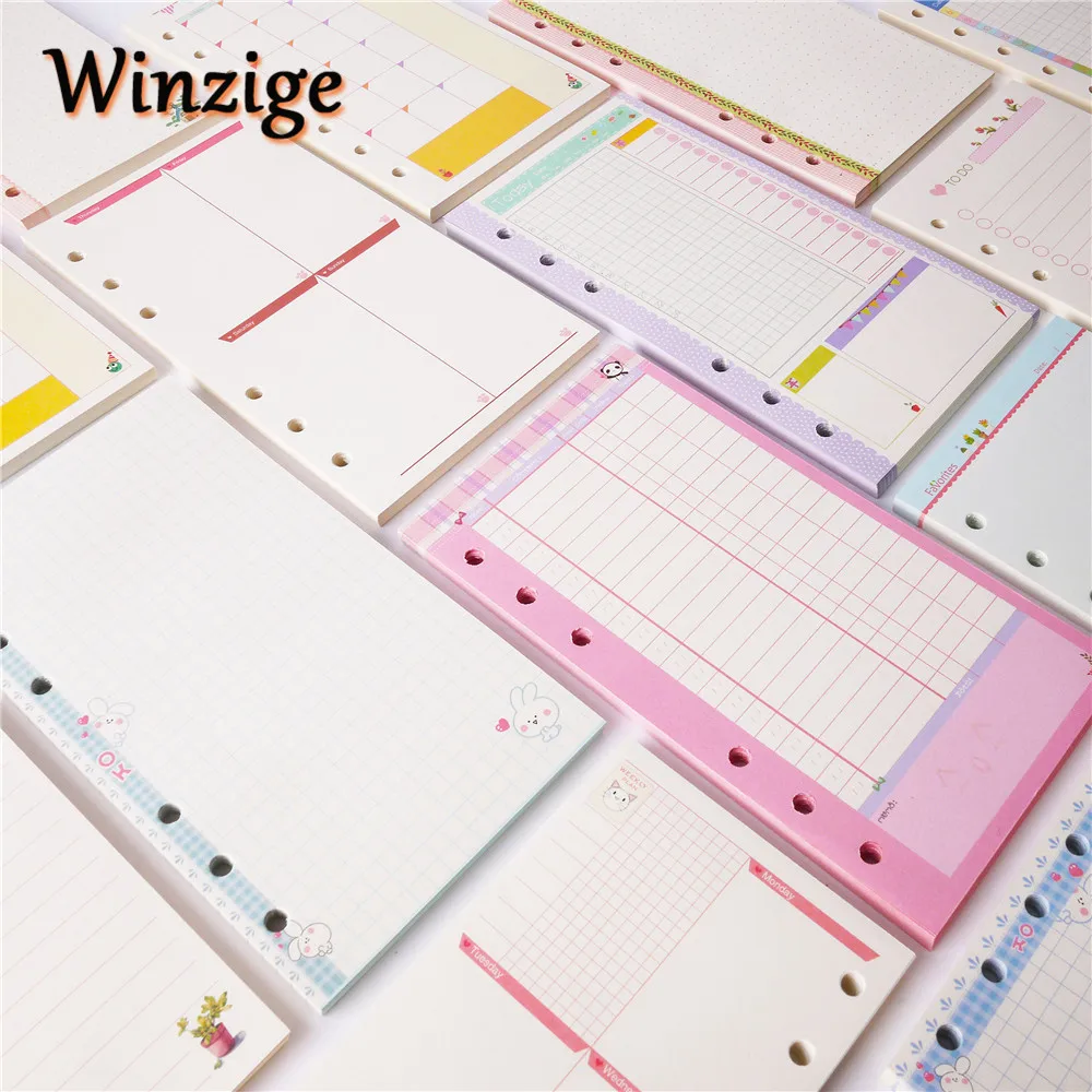 Hot New Cute A5/A6/A7 Notebook's Filler Papers Creative 6 Holes Spiral