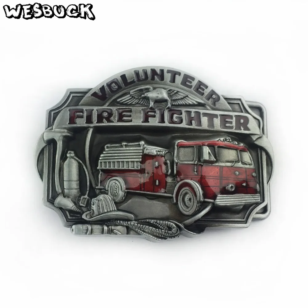 

WesBuck brand cool men's belt firefighter profession fire truck buckle fire dept badge fire brigade sign firemen belt