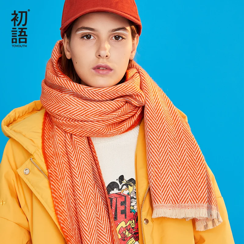 Goede Toyouth Oranje Plaid Womens Sjaal Lange Warme Winter Sjaals Dames Kwastje Oranje Sjaal Voor Vrouwen Designer Sjaals Nieuwe