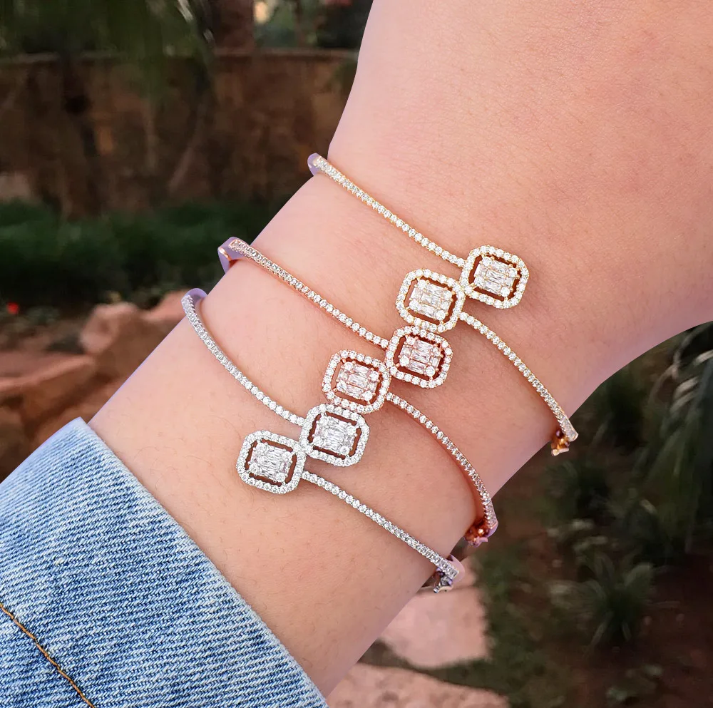 

GODKI Spring Trendy Luxury Stackable Statement Bangle For Women Wedding Full Cubic Zircon Crystal CZ Dubai Silver Bracelets 2019