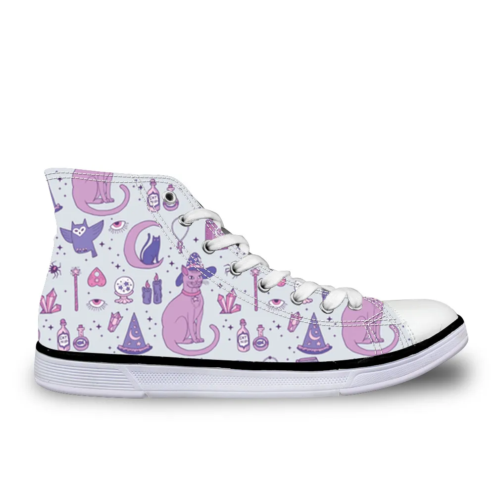 

Mystical Cats Print Women Vulcanize Shoes Spring Girls Female Casual High top Canvas Shoes Walking Shoes Espadrilles