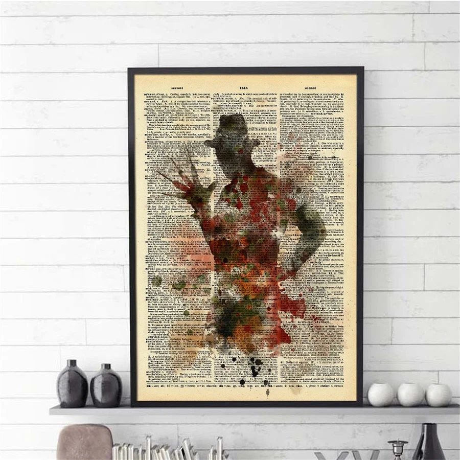 

Newspaper Style Quote Vintage Poster Nightmare on Street Canvas Painting Horror Wall Pictures For Living Room Decor Art Prints