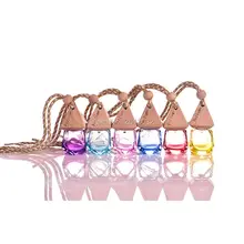 MINI 6ml Colorful Glass Essential Oil Bottle car hang decoration Pendant Fimo beauty Perfume Vials Wedding Gift