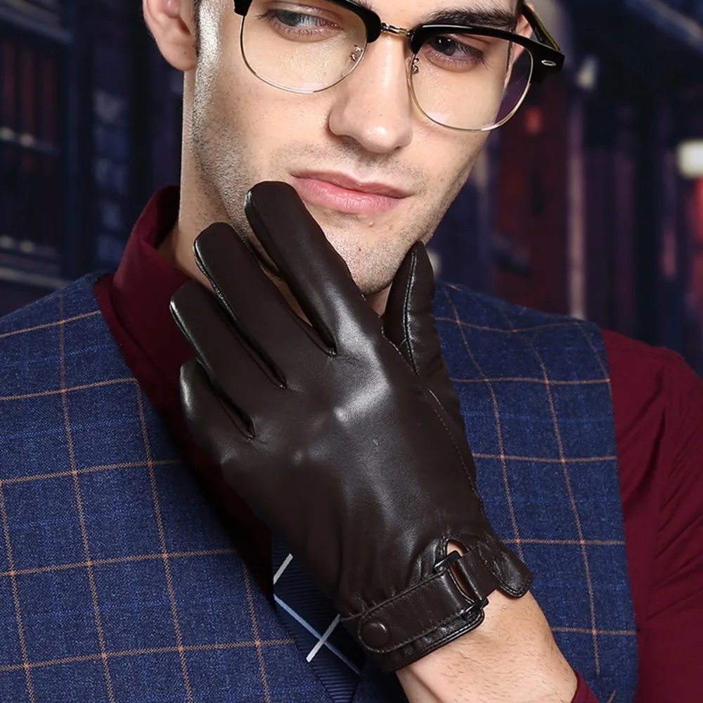 Новые дизайнерские мужские перчатки, высокое качество, натуральная кожа, овчина, варежки, теплые зимние перчатки, модные мужские перчатки ST002