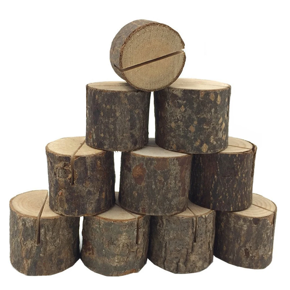 

Wood Base Wedding Table Name Number Holder Party Decoration Card Holders Picture Memo Note Photo Clip Holder (10 pack place card