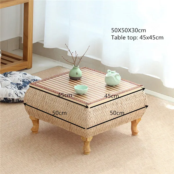 Малый журнальный столик с хранения бамбука и ротанга платформа татами низкий стол для гостиной мебель дома эркер балкон - Цвет: 50x50x30cm