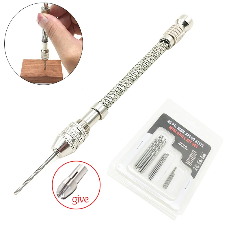 YEODA Mini Semi Automatic Hand Drill Machine Jewelry Walnut Manual Drilling Hole 25PC HSS Bit Twist Tools | Инструменты