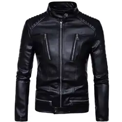 M-5XL! Модные Кожаные куртки Для мужчин мужской прилива личность черный кожаный куртка Для мужчин Chaquetas motocicletas Hombre