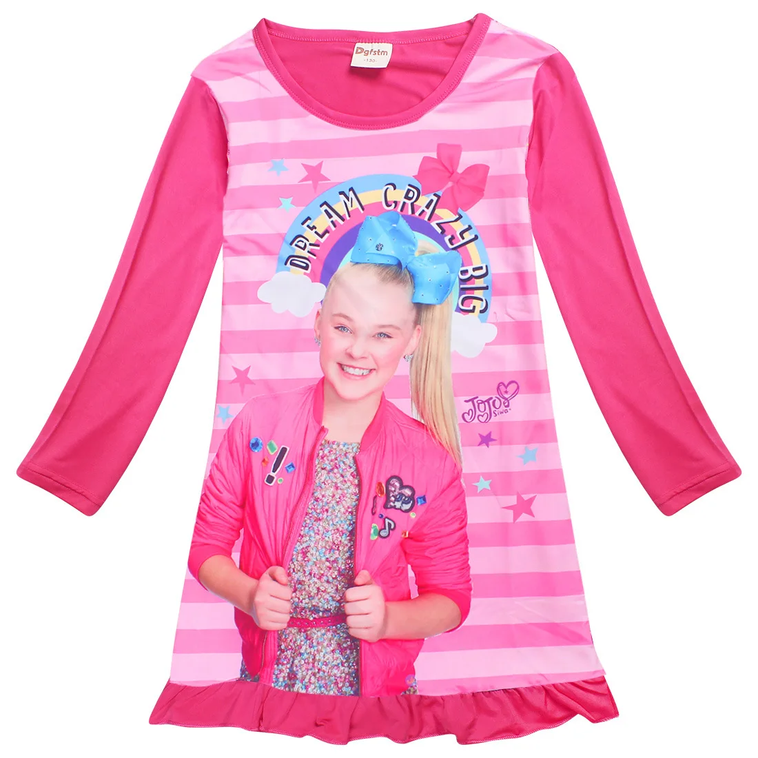 

2018 Spring Princess Girls Long Sleeve Dresses Children Christmas Dress Kids Nightgown Girl Party Clothing Descendants Printed