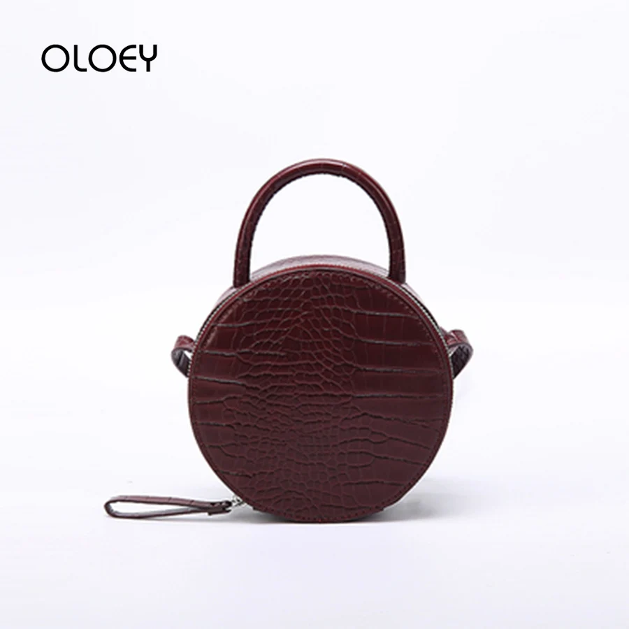 

Brand Crocodile Pattern Women Handbag Leather Small Circular bag Designer Shoulder Messenger Bag Evening Clutch Lady Hand Bags