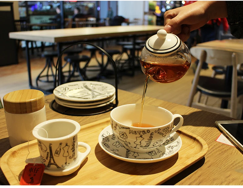 Элегантный чайный сервиз, знаменитый во всем мире, стеклянный чайный горшок, чашка с блюдцем, набор чайных чашек для одного, умный чайник для одного, Супер популярная