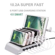 Multi Port Fast Charging USB Phone Charger 4/6 Ports Station Dock Stand Holder For All Phone/Tables/Smart Watch/Power Bank 40 ports usb charger 300w 5v 60a smart charging station built in cooling fan fast charging for tablets laptop phone pad camera