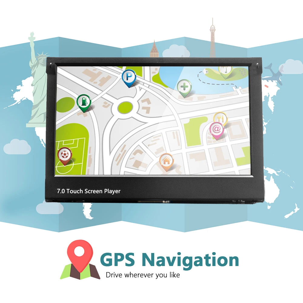 Podofo Autoradio Android Auto Stereo Radio GPS Navigation 1 din 7