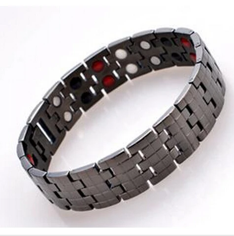

Men's black gold&silver power bracelet stainless steel magnetic bracelet bangles health care energy bangles for men women